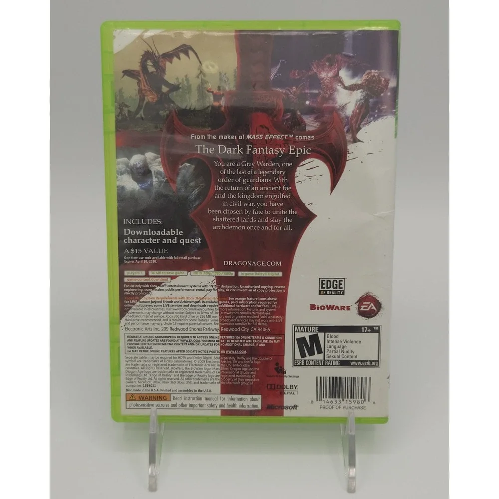 Dragon Age Origins - Xbox 360 - Game & Case - BioWare - EA - Tested